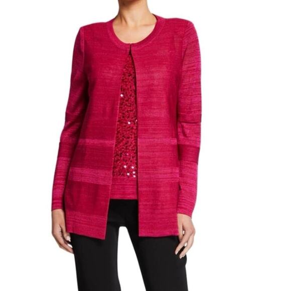 Misook Plus Size Sequined Lurex Melange Shimmery Metallic Tank Top Red Size 3X - Picture 9 of 9